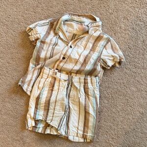 Boys Striped Short Sleeve Shirt and Shorts Set
